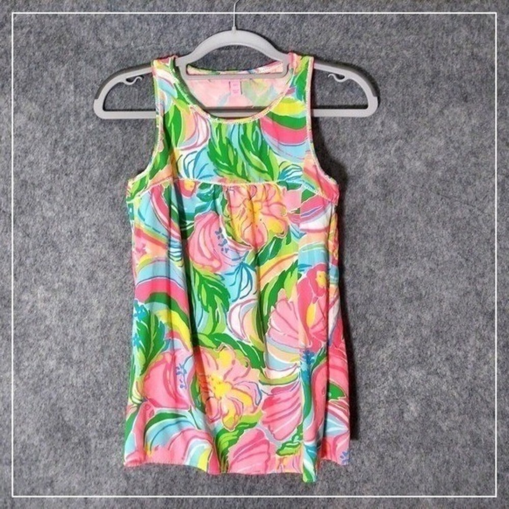 Lilly Pulitzer Tank 2XS Pink Floral Monkey Banana Novelty Resort‎ Palm Beach